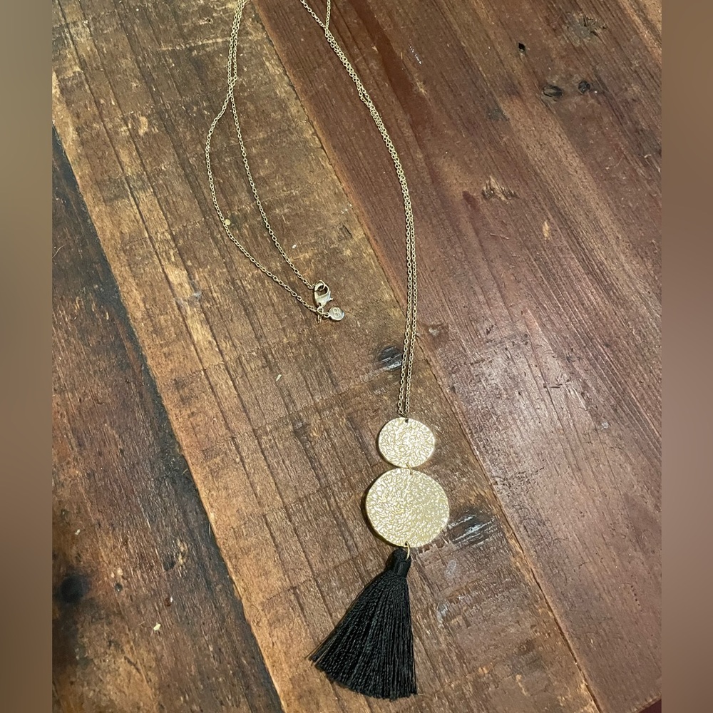 GORJANA Phoenix Black 18K Gold Plated Hammered Pendant Necklace